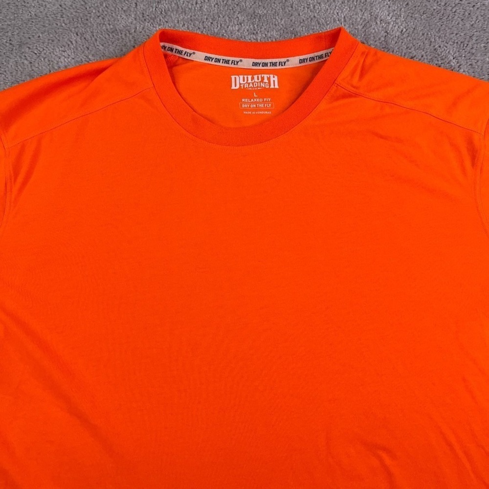 Duluth Shirt Mens Large Orange Dry On The Fly Relaxed Fit Performance Crewneck - Picture 2 of 11